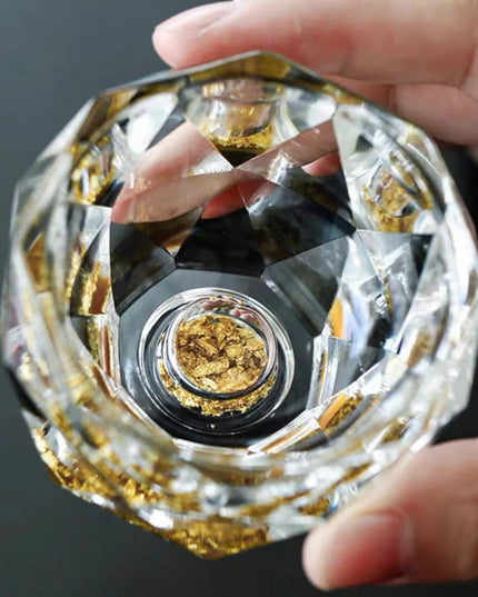 Handcrafted Gold Leaf Crystal Cup Set