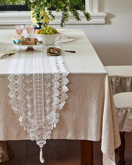 White Flower Table Runner