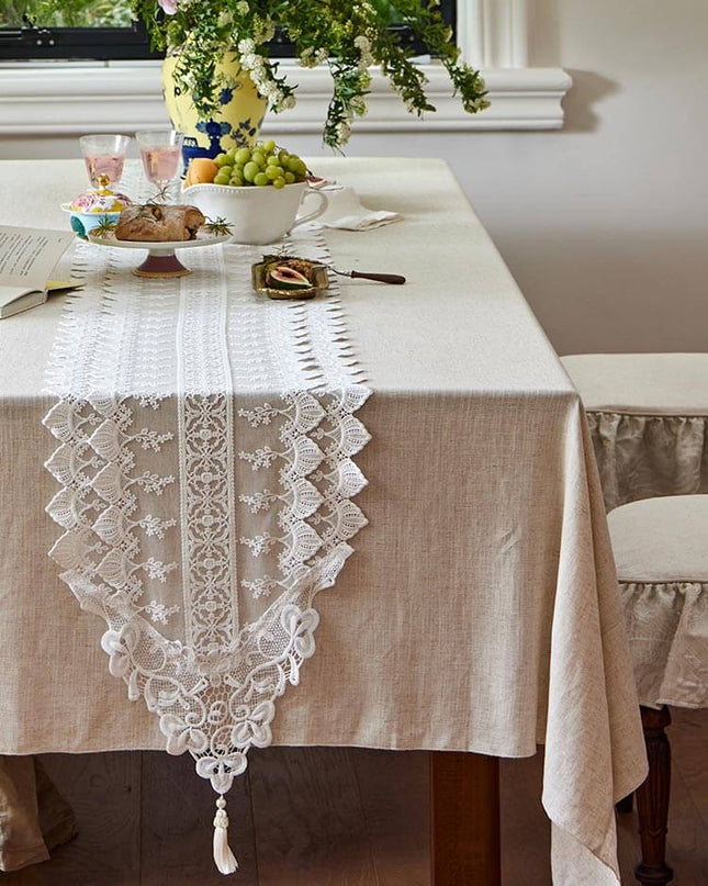 White Flower Table Runner
