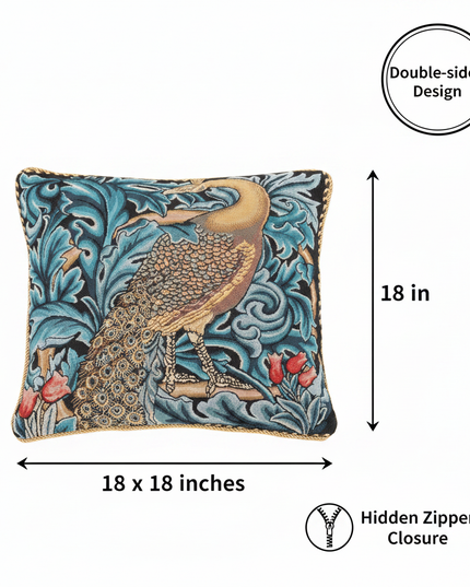 William Morris Peacock Pillow Cover Annotated
