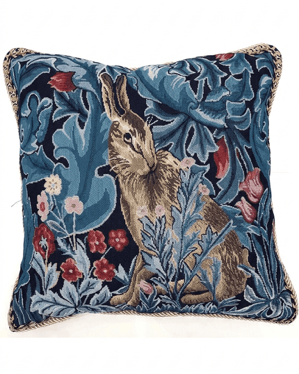 William Morris French Jacquard Tapestry Pillow Cover — Rabbit
