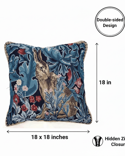 William Morris Rabbit Pillow Cover Annotated