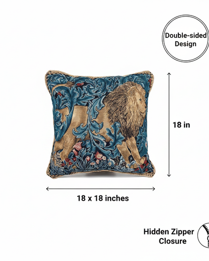 William Morris Lion Pillow Cover Annotated