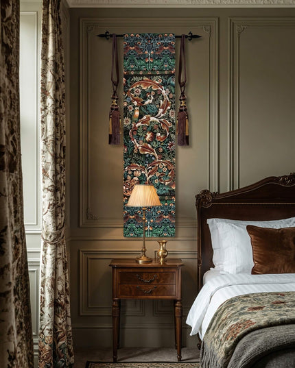 William Morris Medieval Vertical Jacquard Tapestry - Acanthus & Birds