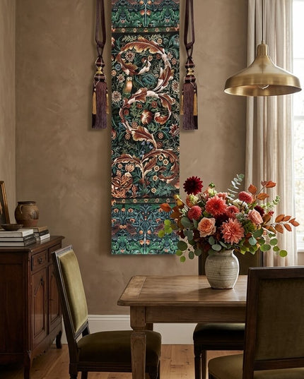 William Morris Medieval Vertical Jacquard Tapestry - Acanthus & Birds