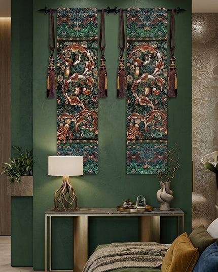 William Morris Medieval Vertical Jacquard Tapestry - Acanthus & Birds