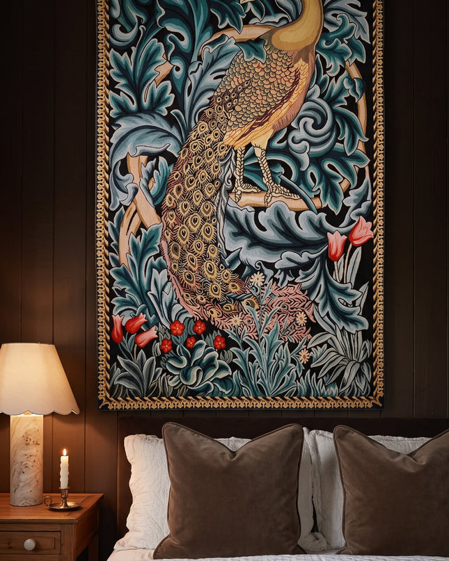 William Morris Peacock Medieval Belgian Jacquard Tapestry Wall Hanging