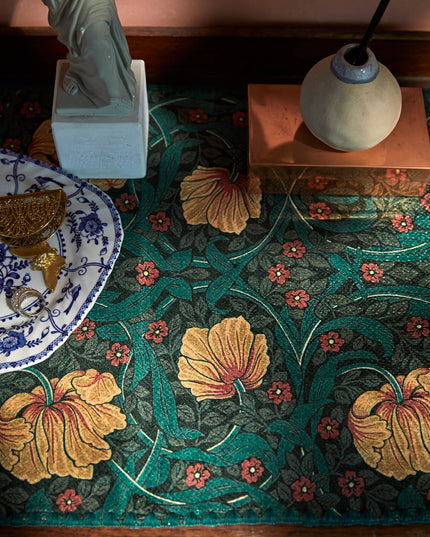 William Morris Pimpernel Embroidered Chenille Table Runner | HeartCraft