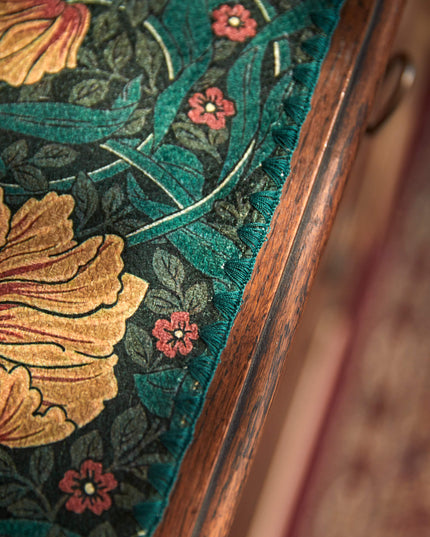 William Morris Pimpernel Embroidered Chenille Table Runner | HeartCraft