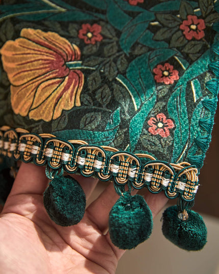 William Morris Pimpernel Embroidered Chenille Table Runner | HeartCraft