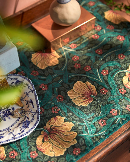 William Morris Pimpernel Embroidered Chenille Table Runner | HeartCraft0