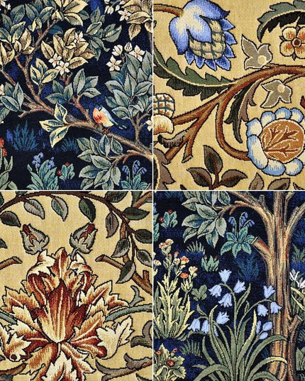 William Morris Tree of Life Medieval Jacquard Tapestry Wall Hanging - Blue Floral