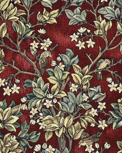 William Morris Tree of Life Medieval Jacquard Tapestry Wall Hanging - Ruby Red