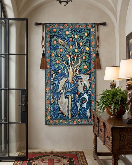 William Morris Woodpecker Fine Fruit Tree Tapestry Wall Hanging
