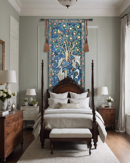 William Morris Woodpecker Fine Fruit Tree Tapestry Wall Hanging