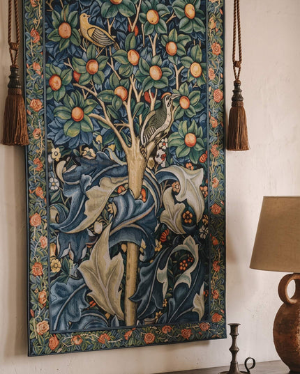 William Morris Woodpecker Fine Fruit Tree Tapestry Wall Hanging