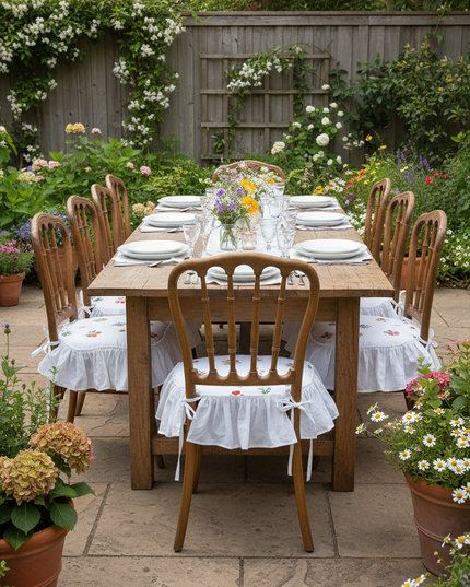 Backyard Long Dining Table - All Chairs with Cushions