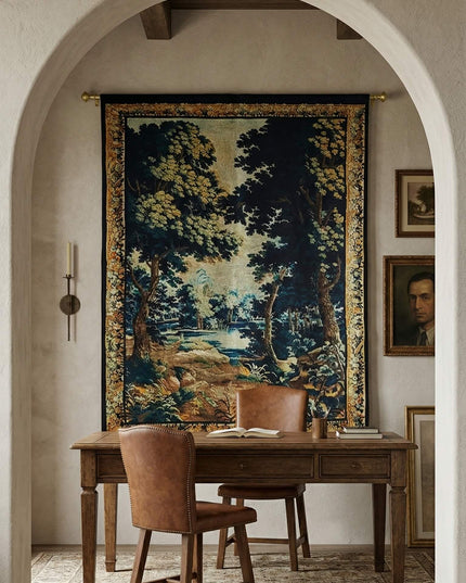 Handwoven Wool Tapestry: Medieval Verdure