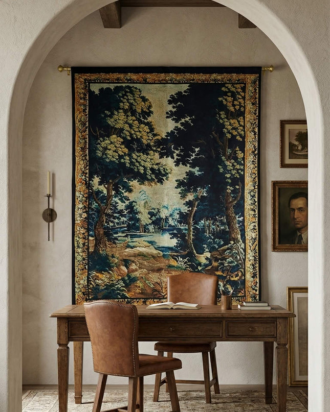 Handwoven Wool Tapestry: Medieval Verdure