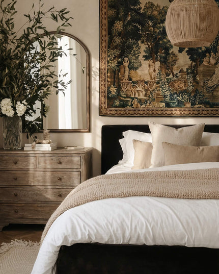 17th-Century Flemish Verdure Tapestry- Peacock & Fountain Verdure