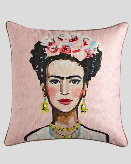 Frida Kahlo Pink Chenille Pillow Cushion