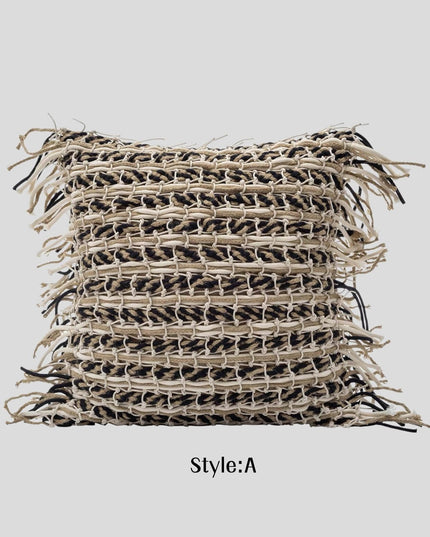 Antique Modern Woven Cotton-Linen Throw Pillow Cover