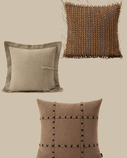 Wabi-Sabi Hand-knotted Cotton Linen Throw Pillows