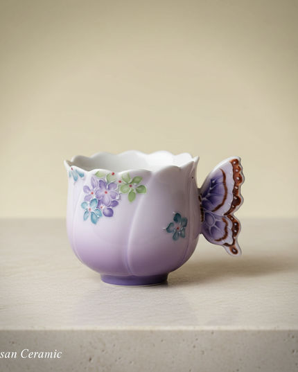 Good Lucky Butterfly Ceramic Tea Set - Handcrafted Japanese Teapot & Cup Gift Set