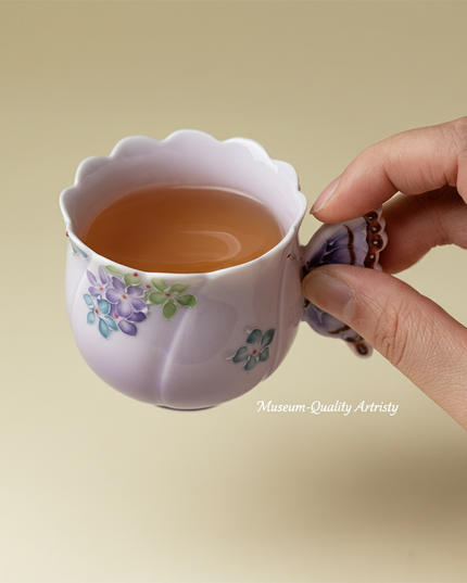 Good Lucky Butterfly Ceramic Tea Set - Handcrafted Japanese Teapot & Cup Gift Set