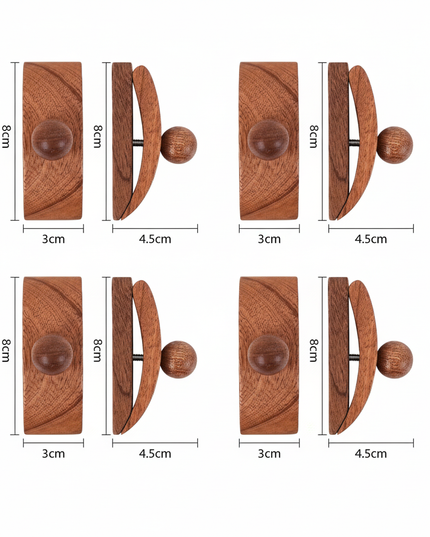 Sapele wood tapestry clips set of 4 - dimensions and specifications