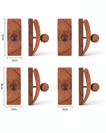 Sapele wood tapestry clips set of 4 - handcrafted wall hanging clips