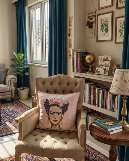 Frida Kahlo Pink Chenille Pillow Cushion