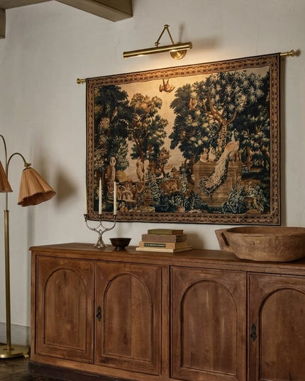 17th-Century Flemish Verdure Tapestry- Peacock & Fountain Verdure