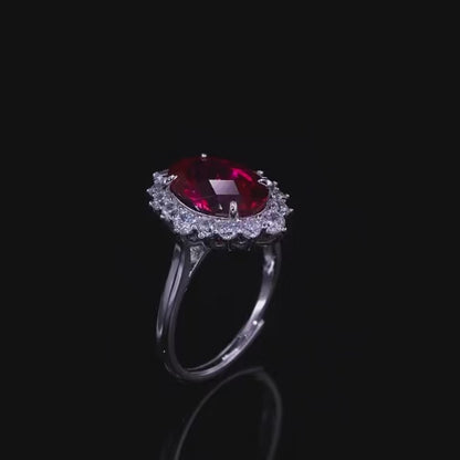 Heart Craft Vintage Ruby Cut Sterling Silver Bridal Ring