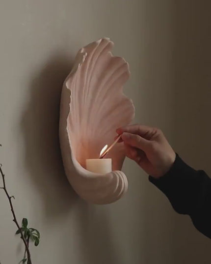 Shell Ceramic Wall Candle Holder Decor - Elegant Wall | Pink & Black