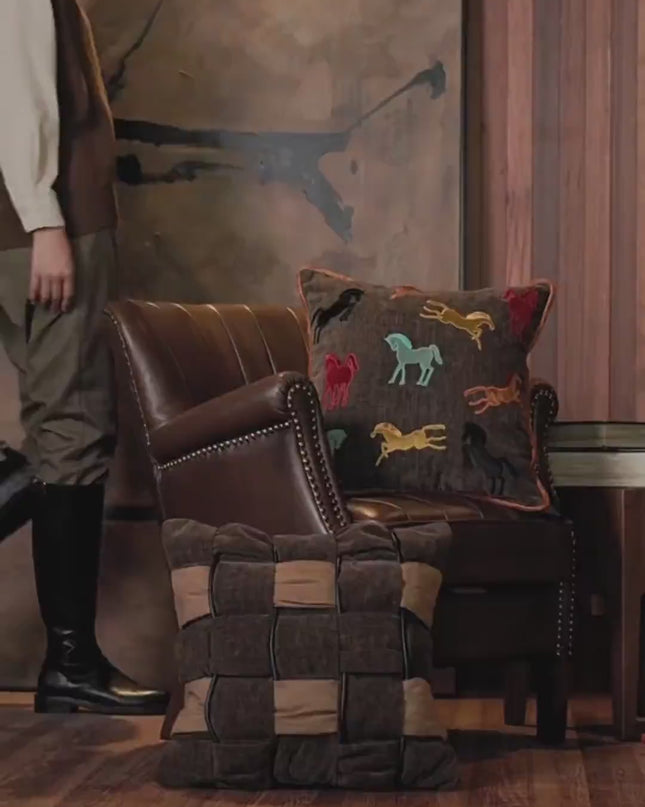 Embroidered Vintage Cushion - Equestrian Gift