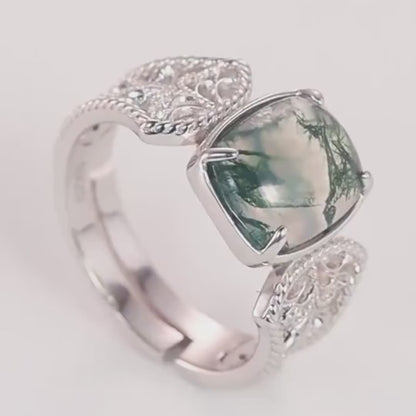 Sparkling Moss Gemstone Ring - Calms Anxiety