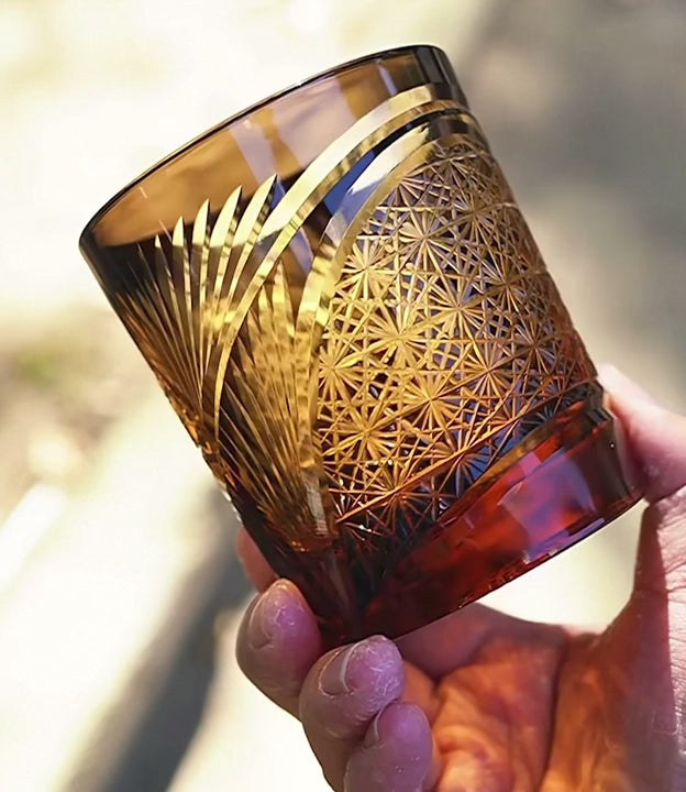 Edo Kiriko Whisky Glass- Crane Feather