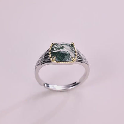 Vintage Moss Agate Sterling Silver Ring