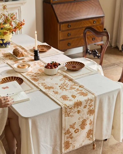 Autumn Leaf Hand-Painted Cashmere Table Runner - Fall Edition
